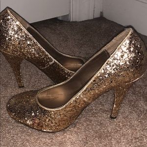 Gold Glitter Heels